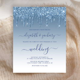 Budget Driving Glitter Blue Wedding Uitnodiging