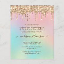 Budget druipend goud glitters & regenboog Sweet 16