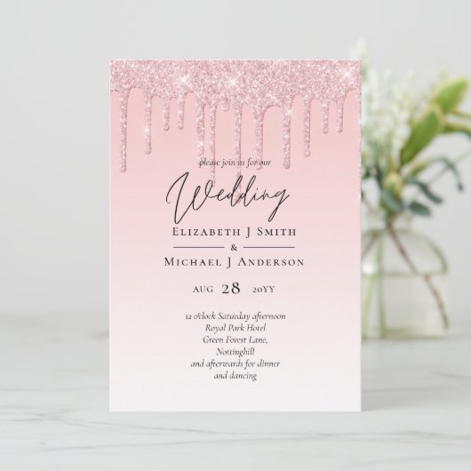 BUDGET Druppelende Roze Glitter Bruiloft (Staand voorkant)