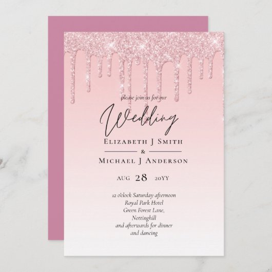 BUDGET Druppelende Roze Glitter Bruiloft (Voorkant / Achterkant)