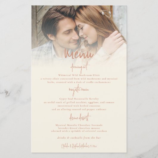 Budget Dual Tone omkeerbaar bruiloft menu (Voorkant)