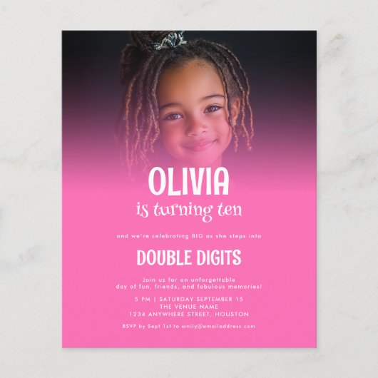 Budget Dubbele Cijfers Foto Hot Roze 10e Partij (Voorkant)