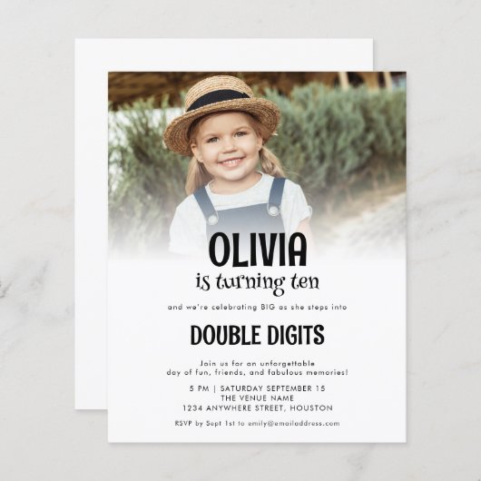 Budget Dubbele Cijfers Foto Wit 10e Partij (Voorkant / Achterkant)