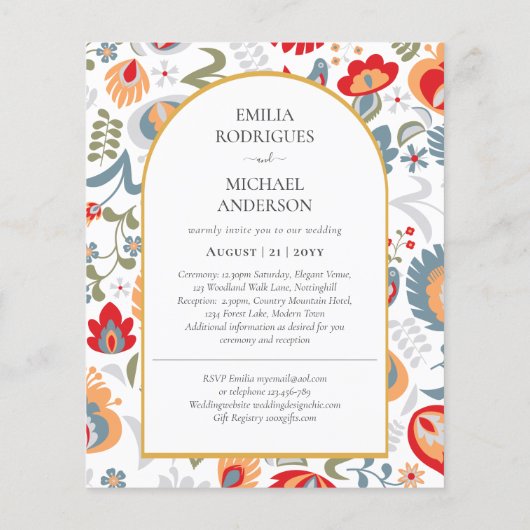 BUDGET Dubbelzijdige TWEETALIGE Trouw Huwelijks Vo (Achterkant)