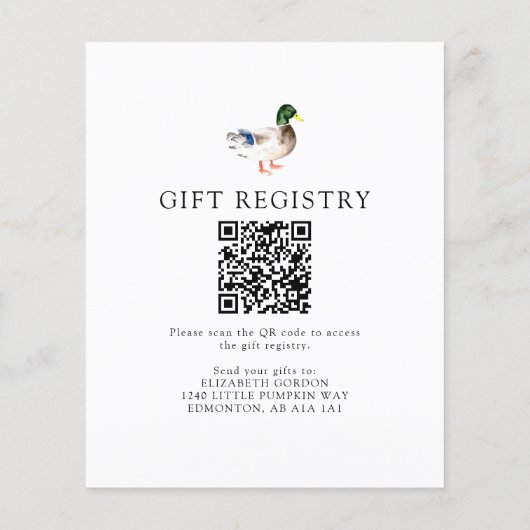 Budget Duck Baby shower 2-zijdige register QR-code (Achterkant)