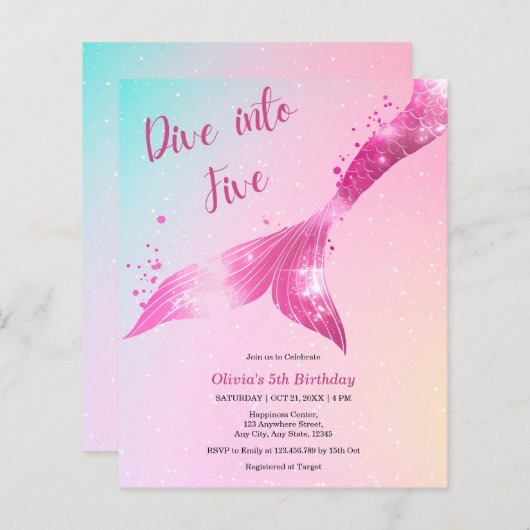 Budget Duik In Vijf Zeemeermin 5e Verjaardag Uitno (Voorkant / Achterkant)