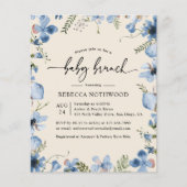 Budget Dusky Blue Flora Baby Brunch Uitnodiging (Voorkant)