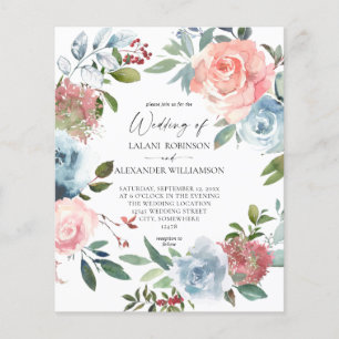 Budget Dusty Baby Blue Blush Pink 2 Wedding Flyer