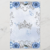 Budget Dusty Blauw Zilver Bloemen Prinses Sweet 16 (Achterkant)