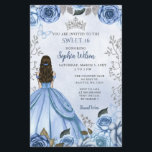 Budget Dusty Blauw Zilver Bloemen Prinses Sweet 16<br><div class="desc">Budget Elegant Dusty Blue Silver Butterfly Floral Princess Sweet 16 Uitnodiging</div>