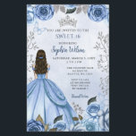 Budget Dusty Blauw Zilver Bloemen Prinses Sweet 16<br><div class="desc">Budget Elegant Dusty Blue Silver Butterfly Floral Princess Sweet 16 Uitnodiging</div>