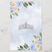 Budget Dusty Blauw Zilver Bloemen Prinses Sweet 16 (Achterkant)