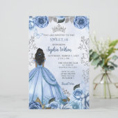 Budget Dusty Blauw Zilver Bloemen Prinses ZOET 16 (Staand voorkant)