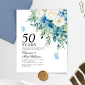 Budget Dusty Blue 50th Wedding Anniversary Invite