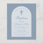 Budget Dusty Blue Arch Boy Baptisme Uitnodiging (Voorkant)