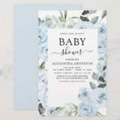 Budget Dusty Blue Baby shower Floral Greenery (Voorkant / Achterkant)
