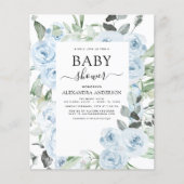 Budget Dusty Blue Baby shower Floral Greenery (Voorkant)