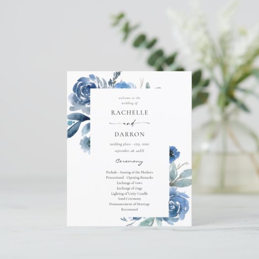 Budget Dusty Blue & Blue Floral Wedding Ceremony (Staand voorkant)