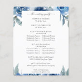Budget Dusty Blue & Blue Floral Wedding Ceremony Flyer (Achterkant)