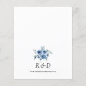 Budget Dusty Blue & Blue Floral Wedding Flyer (Achterkant)