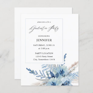 Budget Dusty Blue Boho Floral Graduation Party
