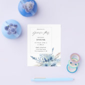 Budget Dusty Blue Boho Floral Graduation Party Flyer (Enkel)