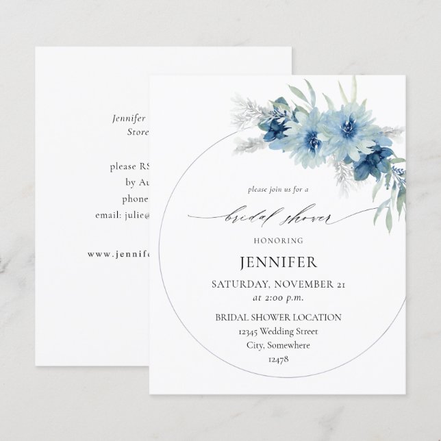 Budget Dusty Blue Boho Floral Ring Vrijgezellenfee (Voorkant / Achterkant)