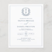 Budget Dusty Blue Crest foto bruiloft uitnodiging Flyer (Voorkant)