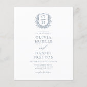 Budget Dusty Blue Crest Monogram Huwelijksfoto (Voorkant)