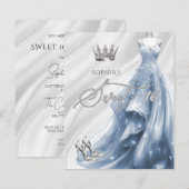 Budget Dusty Blue Dress Sweet 16 Uitnodiging (Voorkant / Achterkant)
