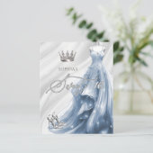 Budget Dusty Blue Dress Sweet 16 Uitnodiging (Staand voorkant)