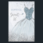Budget Dusty Blue Dress Sweet 16 Uitnodiging<br><div class="desc">Budget Dusty Blue Silver Sparkle Dress Sweet 16 Birthday Uitnodiging</div>