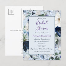 Budget Dusty Blue Elegant Floral Vrijgezellenfeest