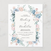 Budget Dusty Blue en Peach Elegant Bloemen Huwelij (Voorkant)