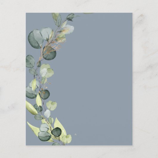 Budget Dusty Blue Eucalyptus Bruiloft uitnodiginge (Achterkant)