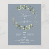 Budget Dusty Blue Eucalyptus Bruiloft uitnodiginge Flyer (Voorkant)