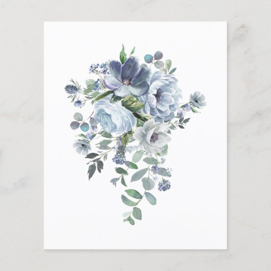 Budget Dusty Blue Floral 19e Verjaardag uitnodigin (Achterkant)