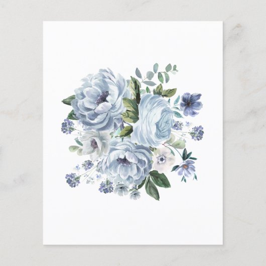 Budget Dusty Blue Floral 30e Verjaardag uitnodigin (Achterkant)