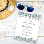 Budget Dusty Blue Floral 40e Verjaardag uitnodigin<br><div class="desc">Stoffige blauwe pioenen en wilde bloemen vormen een zeer  boven- en ondergrens op deze verjaardagsuitnodiging</div>