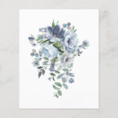 Budget Dusty Blue Floral 50ste verjaardag uitnodig (Achterkant)