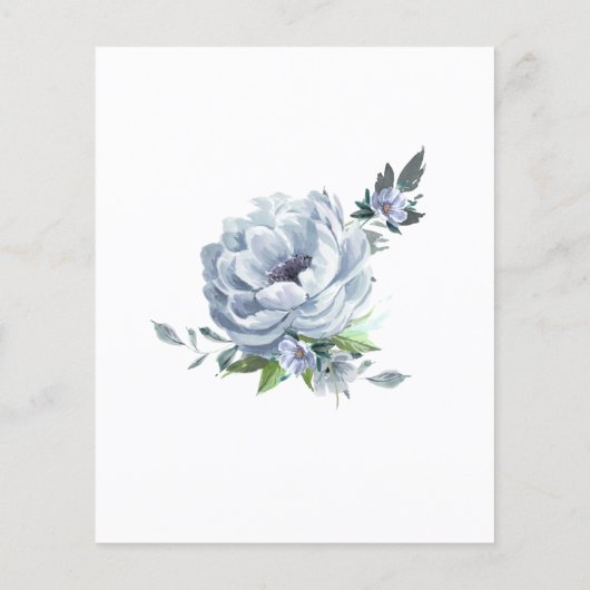 Budget Dusty Blue Floral 50ste verjaardag uitnodig (Achterkant)