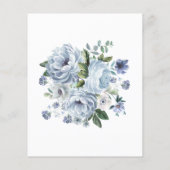 Budget Dusty Blue Floral 70ste verjaardag uitnodig (Achterkant)