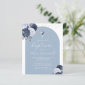 Budget Dusty Blue Floral Arch Cross Boys Doop (Staand voorkant)