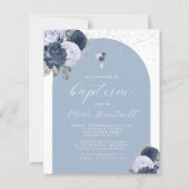 Budget Dusty Blue Floral Arch Cross Boys Doop (Voorkant)