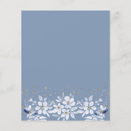 BUDGET dusty blue floral bruiloft uitnodiging (Achterkant)