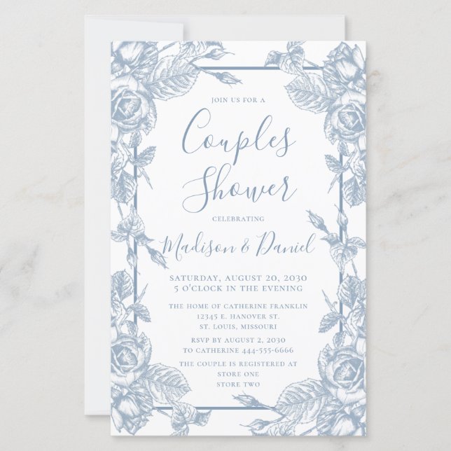 Budget Dusty Blue Floral Couples Shower (Voorkant)