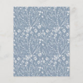 Budget Dusty Blue Floral Crest Monogram Bruiloft (Achterkant)