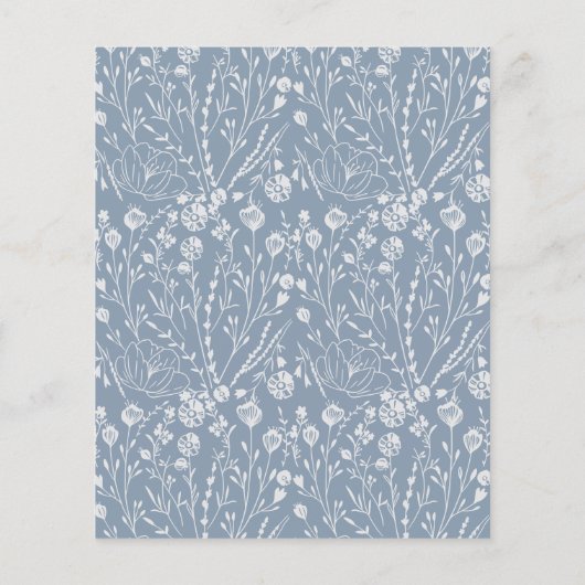 Budget Dusty Blue Floral Crest Monogram Bruiloft (Achterkant)