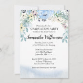 Budget Dusty Blue Floral Gradual Party Kaart (Voorkant)