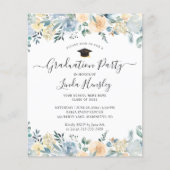 Budget Dusty Blue Floral Graduation Party nodigt u (Voorkant)